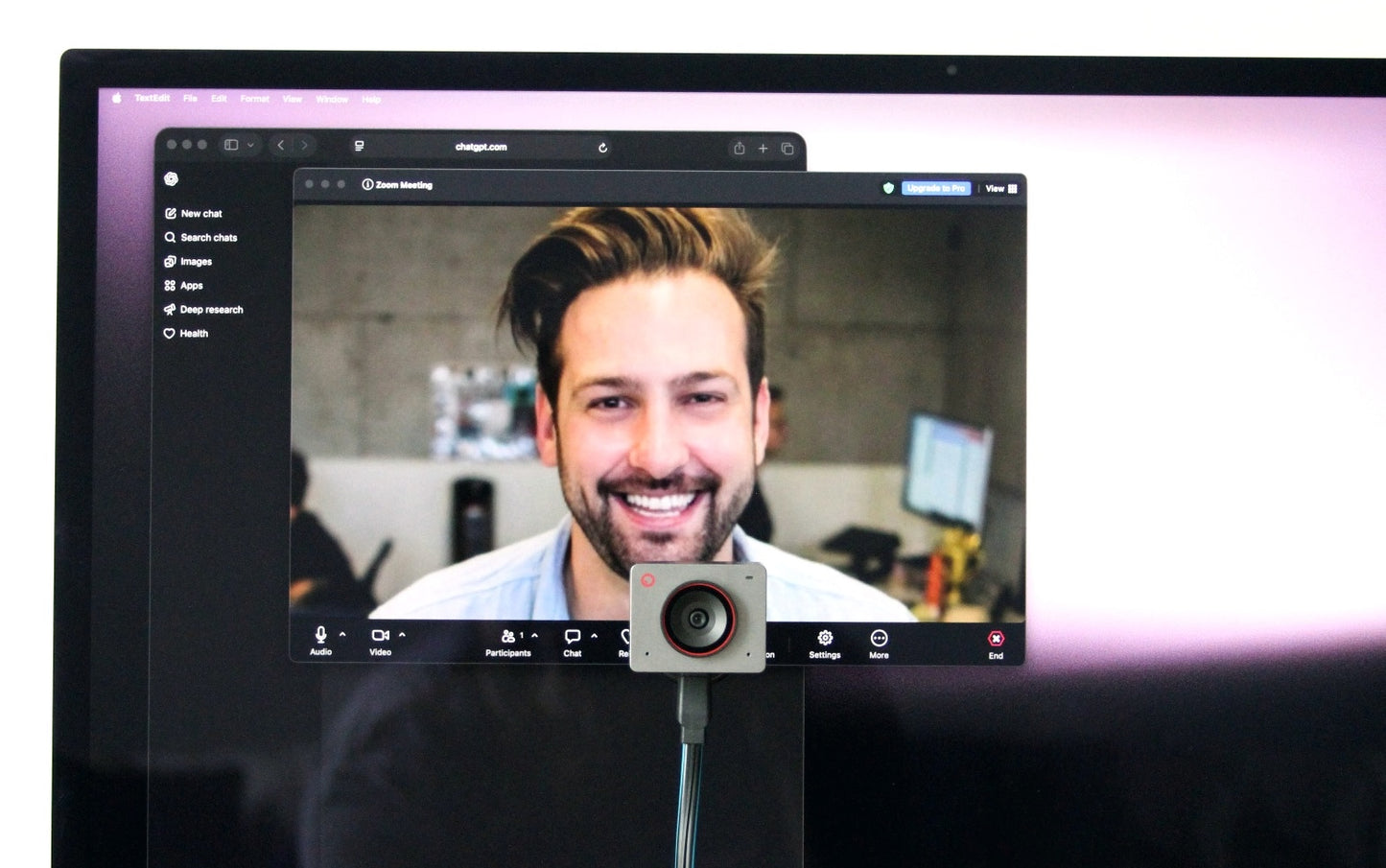 PlexiCam® Mag2 Magnetic Webcam Mount + OBSBOT Meet SE HD Webcam