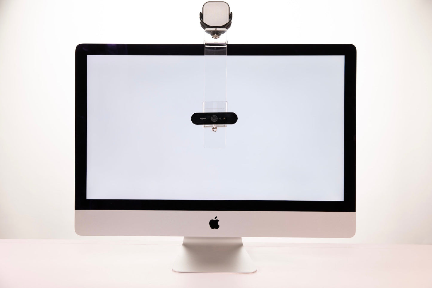 PlexiCam Road Warrior Pro with Logitech Brio on 27 inch Apple iMac